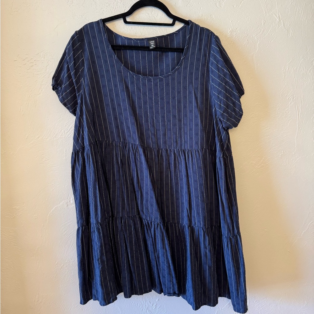 SHEIN flowy navy striped dress